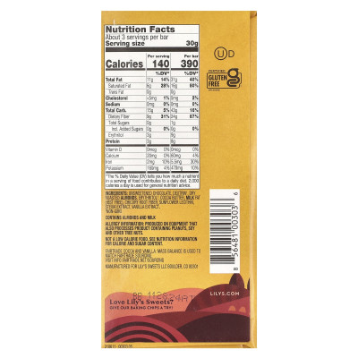 Lily's Sweets, Dark Chocolate, almond, 55% cocoa, 3 oz (85 g)