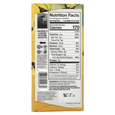 Gatunek zagrożony czekolada, gładka ciemna czekolada, 72% kakao, 3 uncje (85 g)