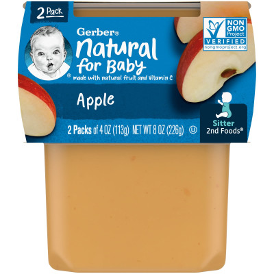 Gerber, Natural For Baby, 2nd Foods, Apple, 2 Pack, 4 uncje (113 g)