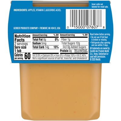 Gerber, Natural For Baby, 2nd Foods, Apple, 2 Pack, 4 uncje (113 g)