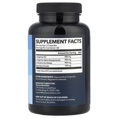 Havasu Nutrition, L-arginine + citrulline amino acid, 120 capsules