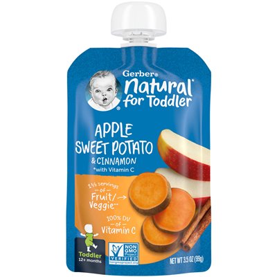 Gerber, Natural for Toddler, 12+ miesięcy, jabłkowe słodkie ziemniaki i cynamon, 3,5 uncji (99 g) Gerber, Natural for Toddler, 12+ miesięcy, jabłkowe słodkie ziemniaki i cynamon, 3,5 uncji (99 g)