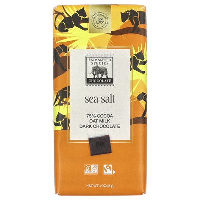 Endangered Species Chocolate, dunkle Hafermilchschokolade, Meersalz, 75 % Kakao, 3 oz (85 g)