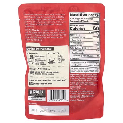 Miracle Noodle, Ready Meal, Spaghetti Marinara + Plant Based, 9.9 oz (280 g)