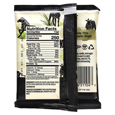 Endangered Species Chocolate, Oat Milk, 55% Dark Chocolate Cocoa, 1.5 oz (42.5 g)