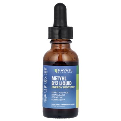 Havasu Nutrition, Metyl B12 Liquid, truskawka, 1 Fl Oz (30 ml)