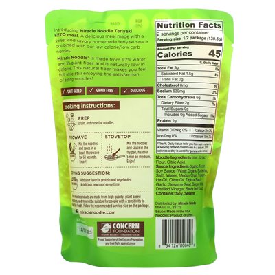 Miracle Noodle, Keto-Mahlzeit, Teriyaki + Plant Makor, 9,2 oz (261 g)