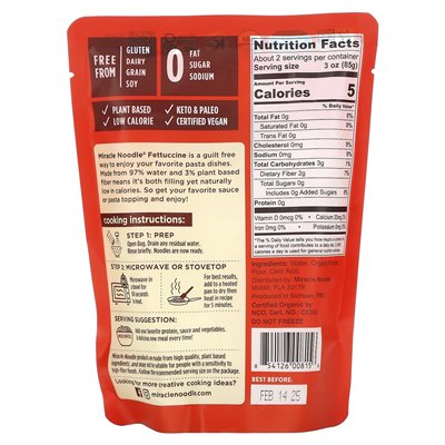 Miracle Noodle, organiczny styl fettuccine, 7 uncji (200 g)