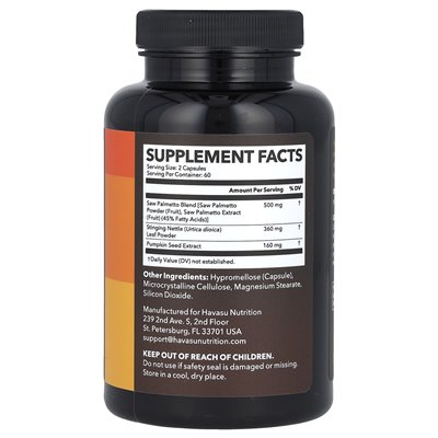 Havasu Nutrition, Saw Palmetto, formuła 3x, 120 kapsułek Havasu Nutrition, Saw Palmetto, formuła 3x, 120 kapsułek