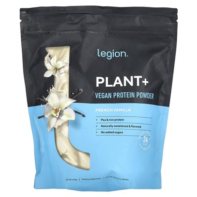 Legion Athletics, Plant+, wegańskie proszek białka, francuska wanilia, 1,48 funta (672,8 g)