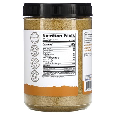 Nutricost, spiżarnia, cukier Demerara, nieograniczony słodzik, 64,8 uncji (1 814 g)