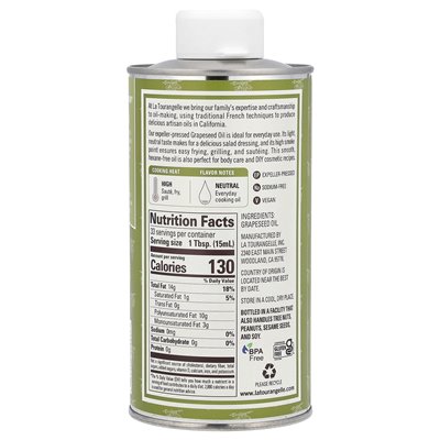 La Tourangelle, olej z winogronem piszplancki, 16,9 fl oz (500 ml) La Tourangelle, olej z winogronem piszplancki, 16,9 fl oz (500 ml)