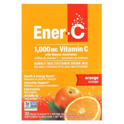 Ener-C, Vitamin C, Multivitamin Drink Mix, Orange, 1000 mg, 30 Packets, 0.3 oz (8.67 g) Each