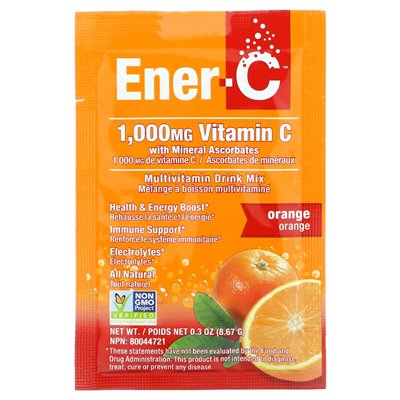 Ener-C, Vitamin C, Multivitamin Drink Mix, Orange, 1000 mg, 30 Packets, 0.3 oz (8.67 g) Each