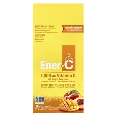 Ener-C, mieszanka napojów multiwitaminowych, brzoskwiniowy, 30 paczek, 0,3 uncji (9,64 g) Ener-C, mieszanka napojów multiwitaminowych, brzoskwiniowy, 30 paczek, 0,3 uncji (9,64 g)