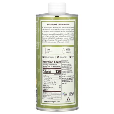 La Tourangelle, olej z winogronem wyseprowym, 25,4 Fl Oz (750 ml) La Tourangelle, olej z winogronem wyseprowym, 25,4 Fl Oz (750 ml)
