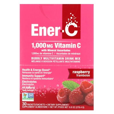 Ener-C, Vitamin C, Multivitamin-Getränkemix, Himbeere, 1000 mg, 30 Päckchen, 0,3 oz (9,28 g) Ener-C, Vitamin C, Multivitamin-Getränkemix, Himbeere, 1000 mg, 30 Päckchen, 0,3 oz (9,28 g)