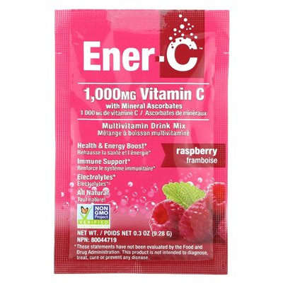 Ener-C, witamina C, mieszanka napojów multiwitaminowych, malina, 1000 mg, 30 pakietów, 0,3 uncji (9,28 g)