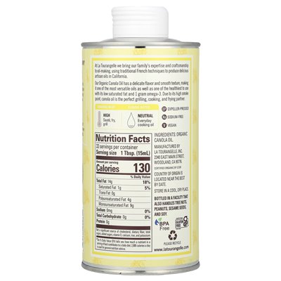 La Tourangelle, Organic Canola Oil, 16.9 Fl Oz (500 ml)