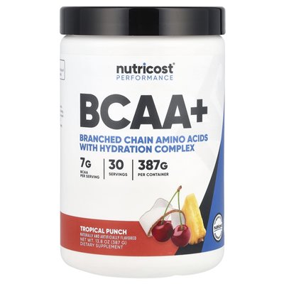 Nutricost, Performance, BCAA+, Tropical Punch, 13,8 uncji (387 g)