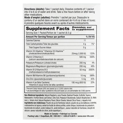 Ener-C, Ener-D, Vitamin D3, feuchtigkeitsspendende Getränkemischung, zuckerfrei, Himbeere, 1000 mg, 24 Päckchen
