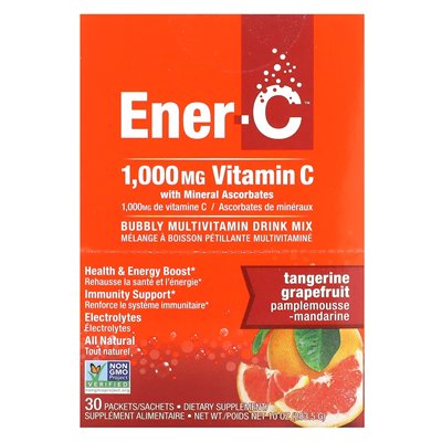 Ener-C, Vitamin C, Champagne Multivitamin Drink Mix, Mandarin Grapefruit, 1000 mg, 30 Packets