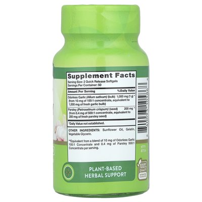 Nature's Truth, Bereless Garlic Plus Parsley, 100 Softgels Szybkie wydanie