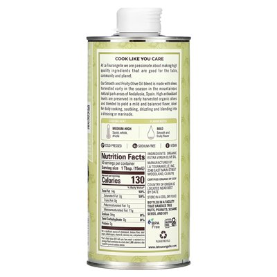 La Tourangelle, Organiczna oliwa z oliwek Extra Virgin, gładka i owocowa, 25,4 Fl Oz (750 ml) La Tourangelle, Organiczna oliwa z oliwek Extra Virgin, gładka i owocowa, 25,4 Fl Oz (750 ml)