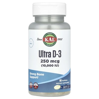 Kal, Ultra D-3, 250 mcg (10,000 IU), 90 softgels