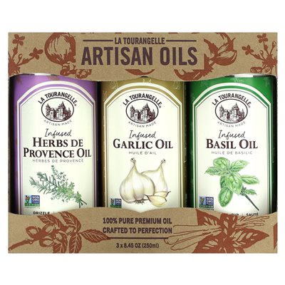 La Tourangelle, Trio aus mit Frankreich angereicherten handwerklich hergestellten Ölen, 3 Dosen, 8,45 fl oz (250 ml)