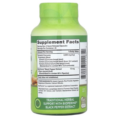 Nature's Truth, kurkumowa kompleks kurkuminy plus ekstrakt z czarnego pieprzu bioperine®, 90 kapsułek z szybkim uwalnianiem Nature's Truth, kurkumowa kompleks kurkuminy plus ekstrakt z czarnego pieprzu bioperine®, 90 kapsułek z szybkim uwalnianiem