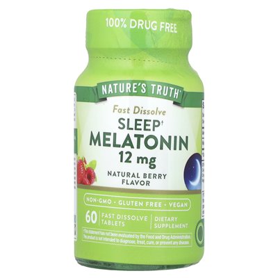 Nature's Truth, Sleep Melatonin, Natural Berry, 12 mg, 60 szybkich rozpuszczonych tabletek Nature's Truth, Sleep Melatonin, Natural Berry, 12 mg, 60 szybkich rozpuszczonych tabletek