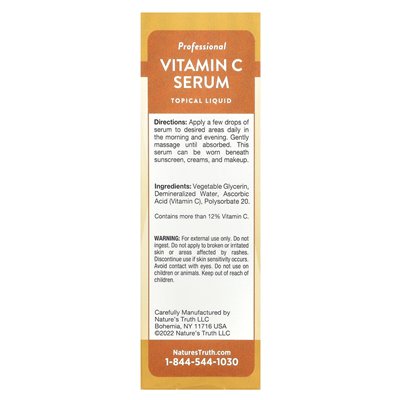 Nature's Truth, Vitamin-C-Serum, Fleckenflüssigkeit, parfümfrei, 2 fl oz (59 ml)