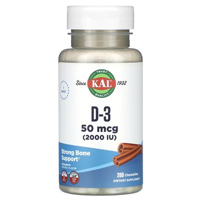 Calcium, D-3, Cinnamon, 50 Mcg (2000 IU), 200 chews