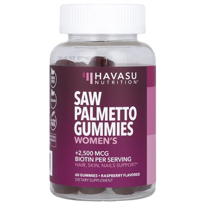 Havasu Nutrition, Women's, Saw Palmetto Gummy, malina, 60 gumzy