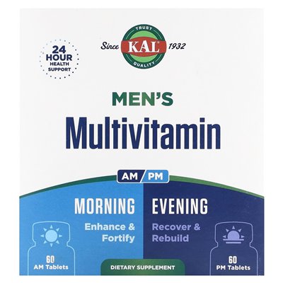 Kal, Men's Multivitamin, Morning and Evening, 2 Packs, 60 Tablets Each