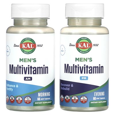 Kal, Men's Multivitamin, Morning and Evening, 2 Packs, 60 Tablets Each