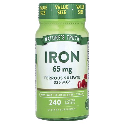 Nature's Truth, Iron, 65 mg, 240 powlekanych tabletek