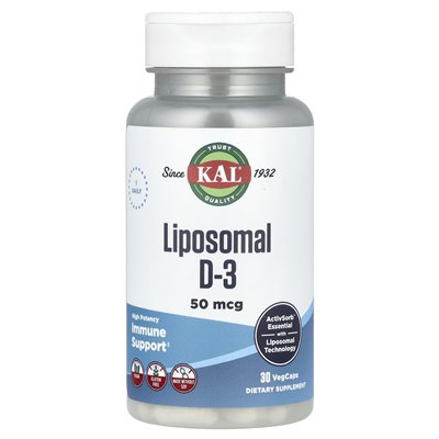 Kal, Liposomal D-3, wysoka moc, 50 mcg, 30 Vegcaps
