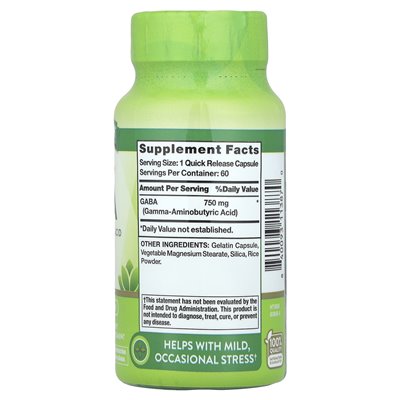 Nature's Truth, Gaba, 750mg, 60 Quick Release Capsules