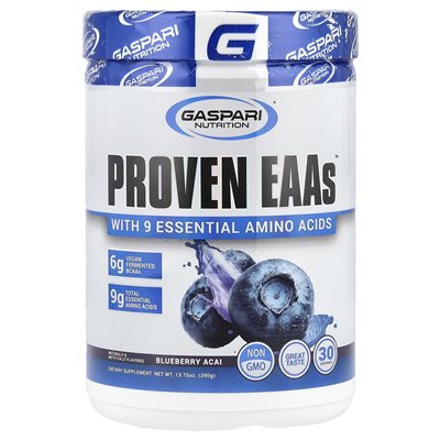 Gaspari Nutrition, Proven EAAS ™ z 9 niezbędnymi aminokwasami, jagodami Acai, 13,75 uncji (390 g) Gaspari Nutrition, Proven EAAS ™ z 9 niezbędnymi aminokwasami, jagodami Acai, 13,75 uncji (390 g)
