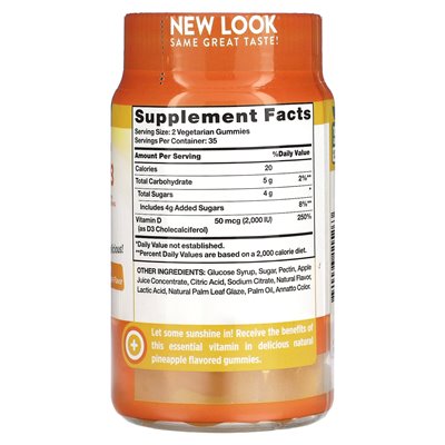 Nature's Truth, Extra Strength Vitamin D3, Natürliche Ananas, 50 mcg (2000 IU), 70 Tabletten