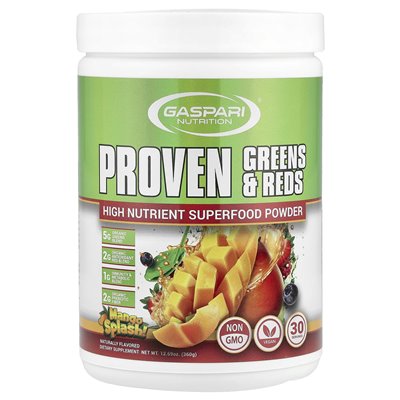 Gaspari Nutrition, Proven Greens &amp Reds, Mango Splash, 12,69 uncji (360 g)