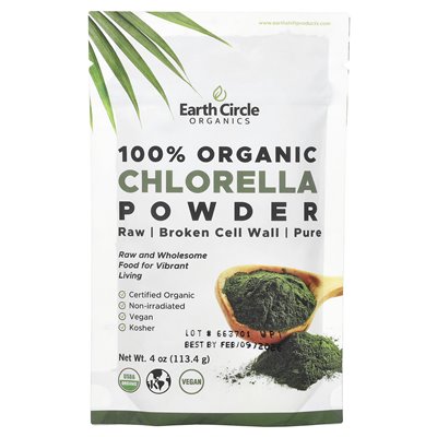 Earth Circle Organics, 100% Organiczna Chlorella Proszek, 4 uncje (113,4 g)