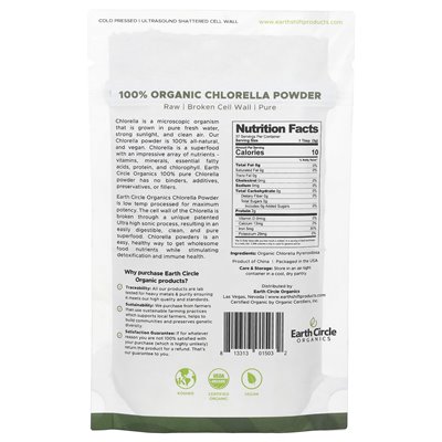 Earth Circle Organics, 100% Organiczna Chlorella Proszek, 4 uncje (113,4 g)