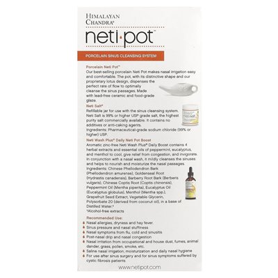 Himalajski Chandra, Neti Pot, porcelanowy system oczyszczania zatok, 3 -częściowy zestaw