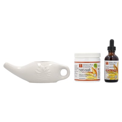 Himalajski Chandra, Neti Pot, porcelanowy system oczyszczania zatok, 3 -częściowy zestaw