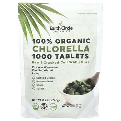 Earth Circle Organics, 100% organiczna chlorella, 1000 tabletek, 8,75 uncji (248 g)