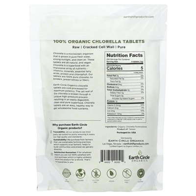Earth Circle Organics, 100% organiczna chlorella, 1000 tabletek, 8,75 uncji (248 g)