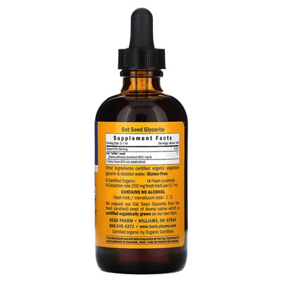 Herb Pharm, nasiona owsa, bez alkoholu, 4 fl oz (120 ml)